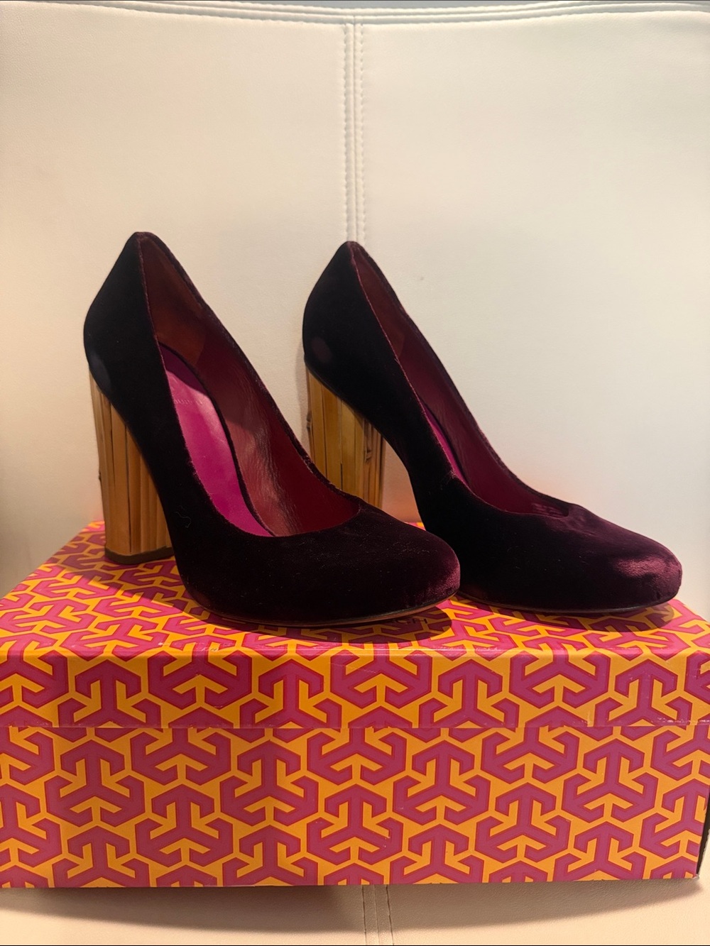 Tory Burch Velvet Block Heels